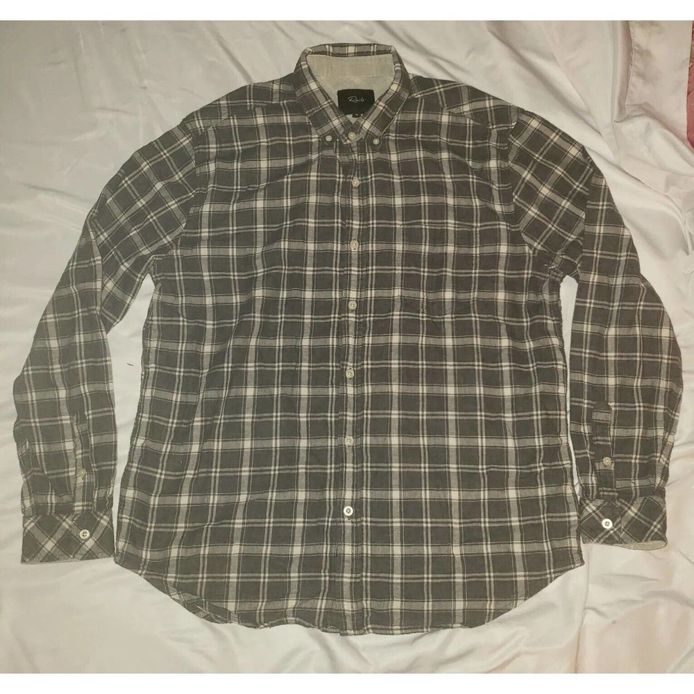 Rails Men's Connor Charcoal Cream Plaid Button Do… - image 2